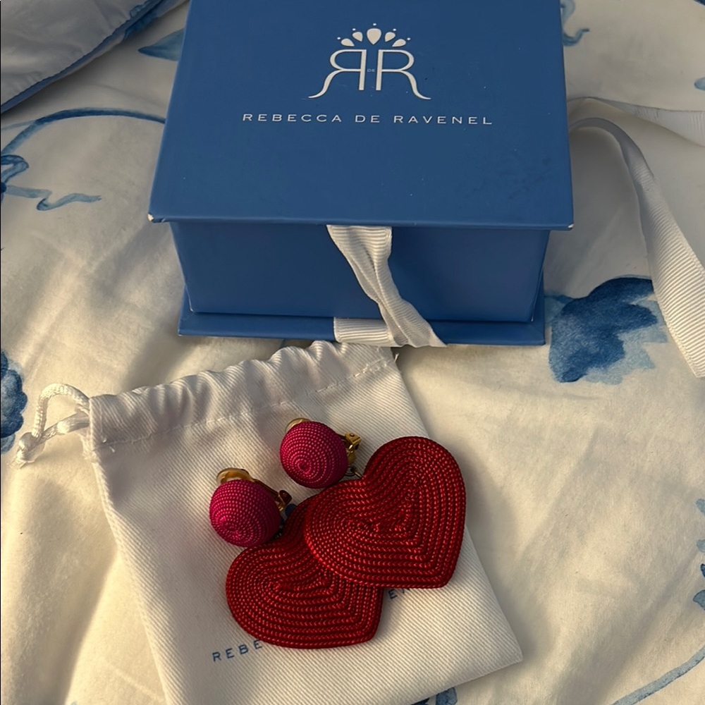 Rebecca de Ravenel Cora Red and Pink Heart Earrings